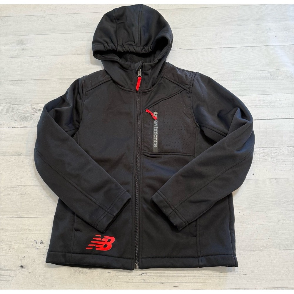 New Balance boys black softshell jacket fleece lined 7/8